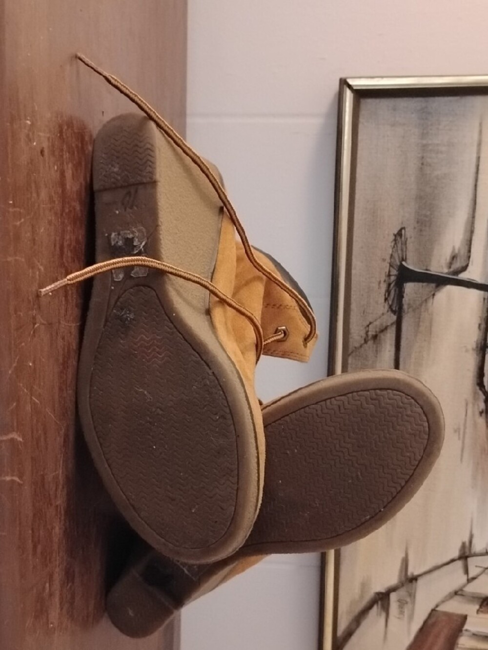 Rock & Candy Mustard Tan Suede Wedge Lace-Up Booties - Picture 5 of 5